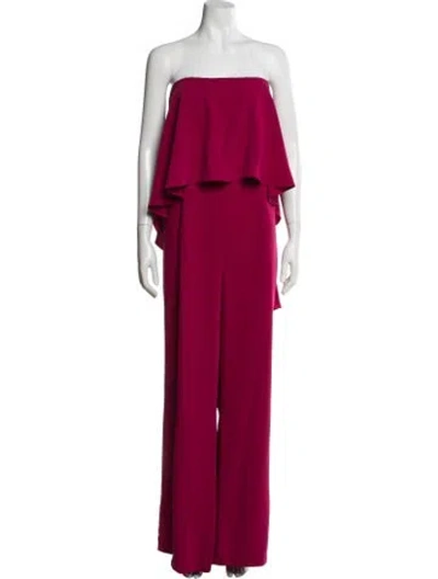 Pre-owned Halston Strapless Jumpsuit In Red