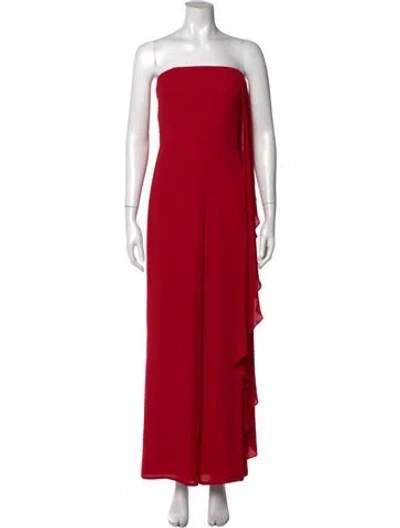 Pre-owned Halston Strapless Jumpsuit In Red