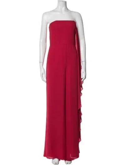 Pre-owned Halston Strapless Jumpsuit W/ Tags In Red