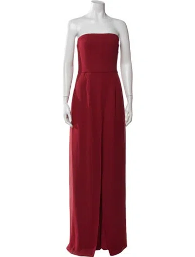 Pre-owned Halston Strapless Jumpsuit W/ Tags In Red