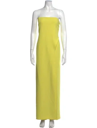 Pre-owned Halston Strapless Jumpsuit In Yellow