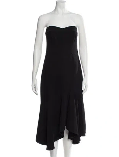 Pre-owned Halston Strapless Knee-length Dress In Black