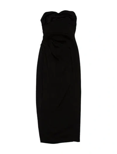Pre-owned Halston Strapless Knee-length Dress In Black