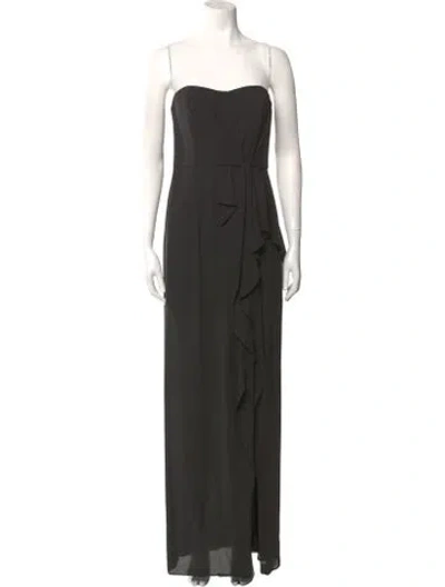 Pre-owned Halston Strapless Long Dress In Black