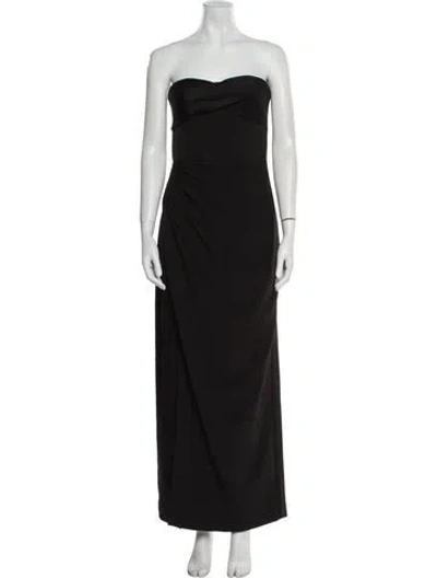 Pre-owned Halston Strapless Long Dress In Black