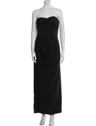 Pre-owned Halston Strapless Long Dress In Black