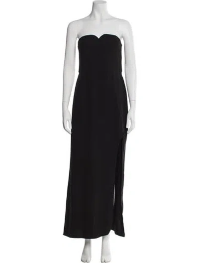 Pre-owned Halston Strapless Long Dress In Black