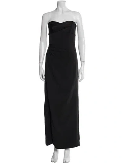 Pre-owned Halston Strapless Long Dress In Black
