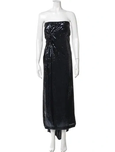 Pre-owned Halston Strapless Long Dress In Black