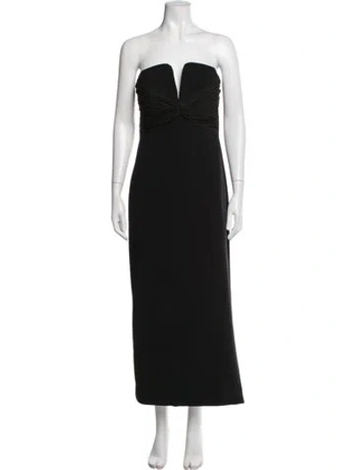 Pre-owned Halston Strapless Long Dress In Black