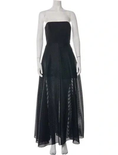 Pre-owned Halston Strapless Long Dress In Black