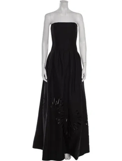 Pre-owned Halston Strapless Long Dress In Black