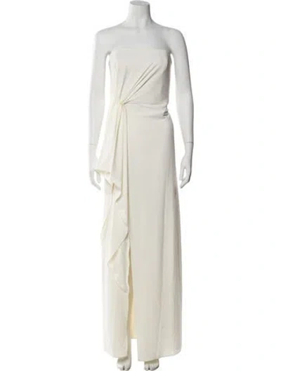 Pre-owned Halston Strapless Long Dress In Neutral
