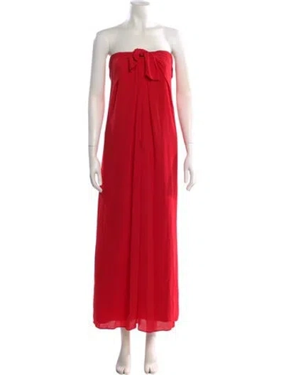 Pre-owned Halston Strapless Long Dress In Pink