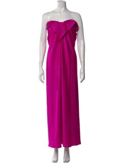Pre-owned Halston Strapless Long Dress In Pink