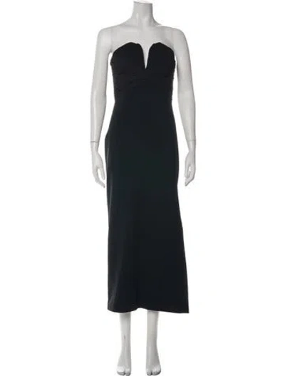 Pre-owned Halston Strapless Long Dress W/ Tags In Black