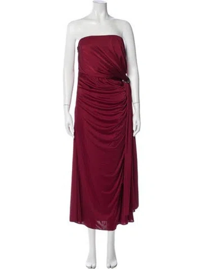 Pre-owned Halston Strapless Long Dress W/ Tags In Red