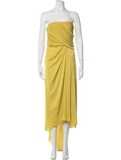 Pre-owned Halston Strapless Long Dress In Yellow