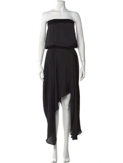 Pre-owned Halston Strapless Midi Length Dress In Black