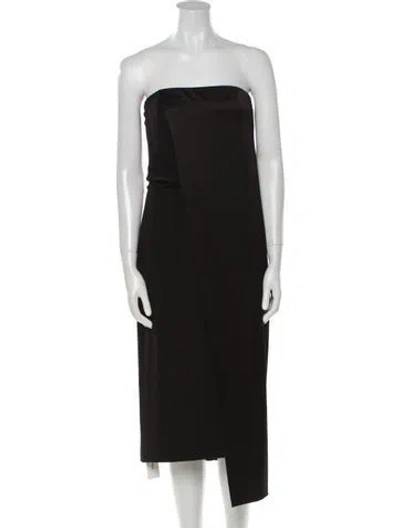 Pre-owned Halston Strapless Midi Length Dress In Black