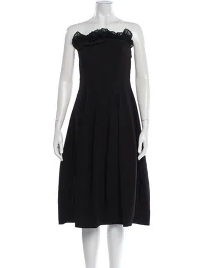 Pre-owned Halston Strapless Midi Length Dress In Black