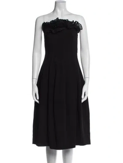 Pre-owned Halston Strapless Midi Length Dress In Black