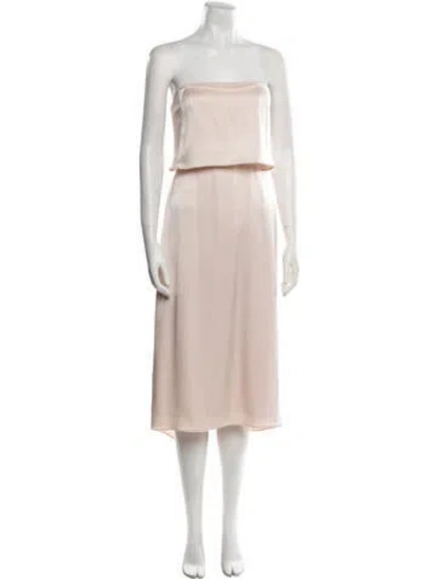 Pre-owned Halston Strapless Midi Length Dress In Pink