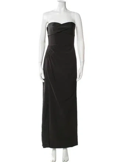 Pre-owned Halston Strapless Midi Length Dress W/ Tags In Black