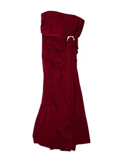 Pre-owned Halston Strapless Midi Length Dress W/ Tags In Red