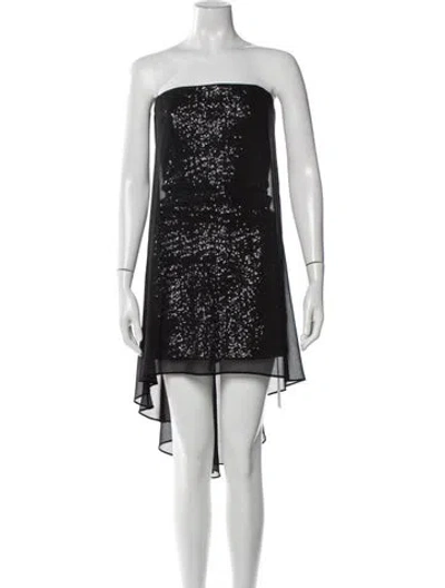 Pre-owned Halston Strapless Mini Dress In Black