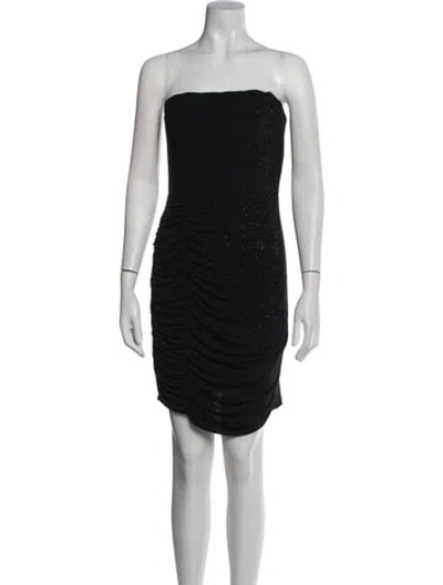 Pre-owned Halston Strapless Mini Dress In Black