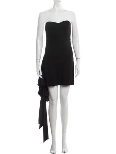 Pre-owned Halston Strapless Mini Dress In Black