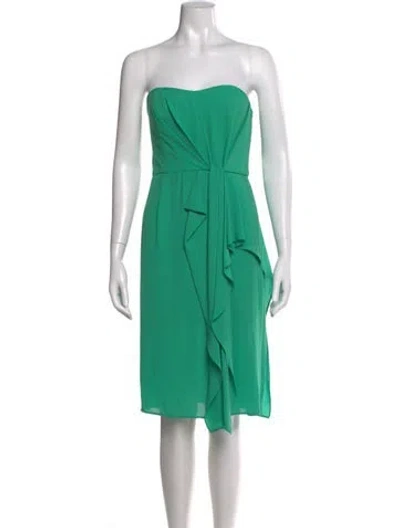 Pre-owned Halston Strapless Mini Dress In Green