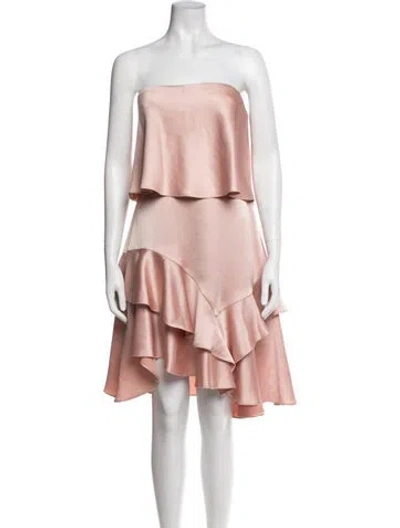 Pre-owned Halston Strapless Mini Dress In Orange