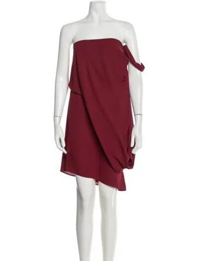 Pre-owned Halston Strapless Mini Dress In Red