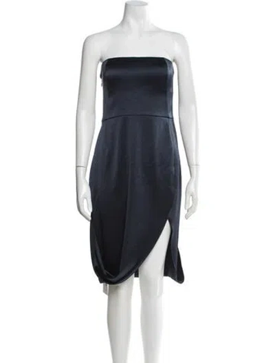 Pre-owned Halston Strapless Mini Dress W/ Tags In Blue