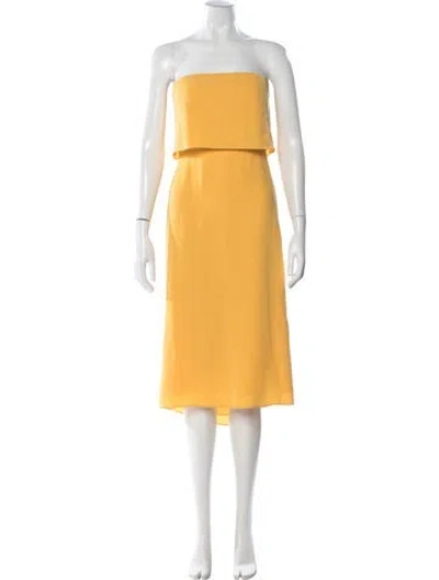 Pre-owned Halston Strapless Mini Dress W/ Tags In Yellow