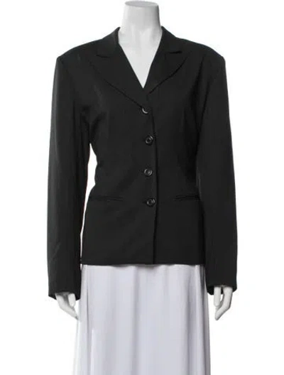 Pre-owned Halston Striped Blazer In Black