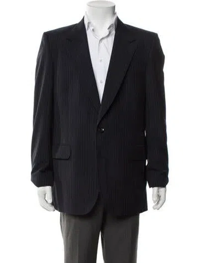 Pre-owned Halston Striped Blazer In Blue