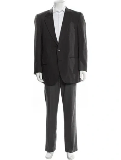 Pre-owned Halston Striped Blazer In Gray