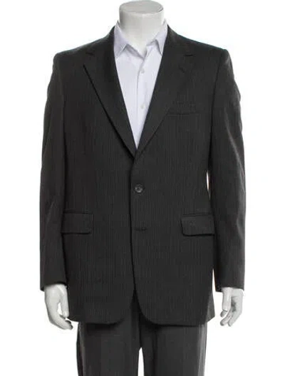 Pre-owned Halston Striped Blazer In Gray