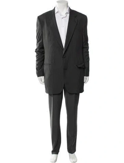 Pre-owned Halston Striped Blazer In Gray