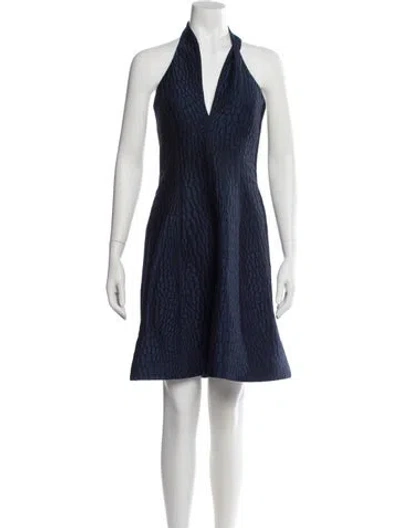 Pre-owned Halston Striped Knee-length Dress In Blue