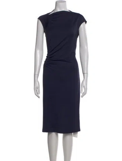 Pre-owned Halston Striped Knee-length Dress In Blue