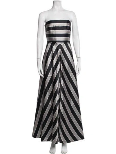 Pre-owned Halston Striped Long Dress In Blue