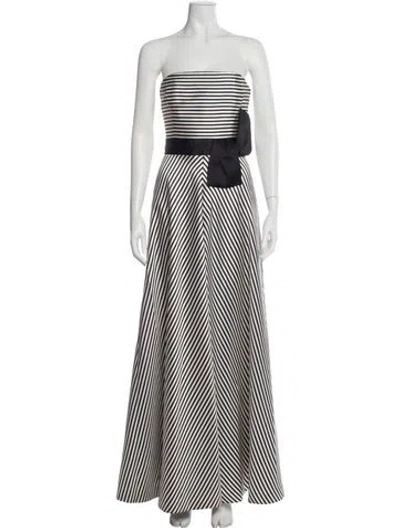 Pre-owned Halston Striped Long Dress In Multi