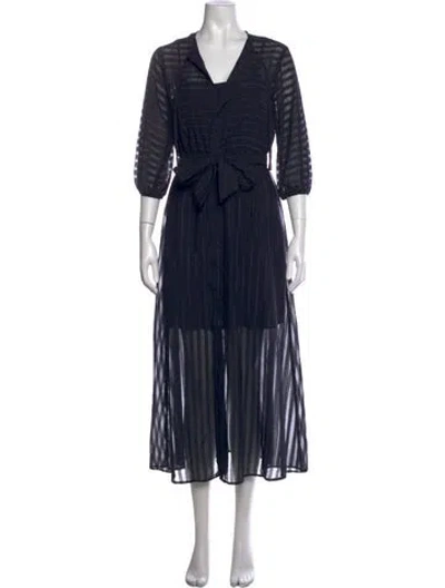 Pre-owned Halston Striped Long Dress W/ Tags In Blue