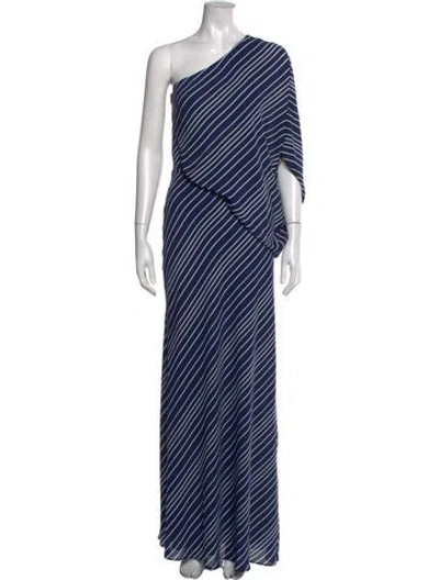 Pre-owned Halston Striped Long Dress W/ Tags In Blue