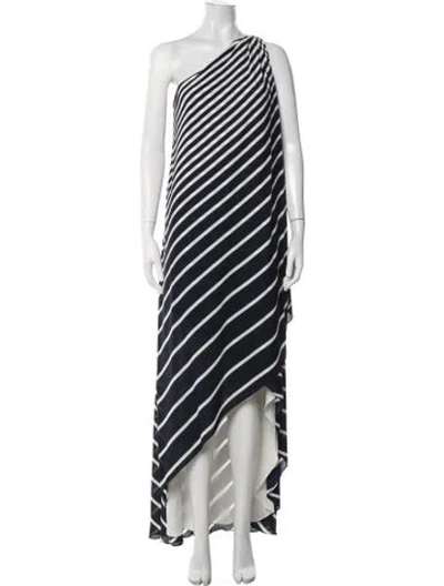 Pre-owned Halston Striped Long Dress W/ Tags In Blue