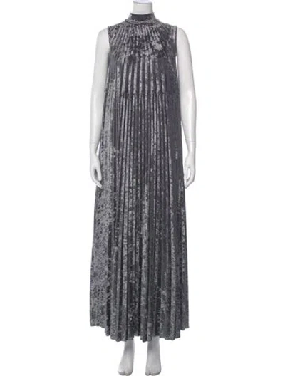 Pre-owned Halston Striped Long Dress W/ Tags In Gray